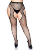 Rhinestone Fishnet Suspender Pantyhose