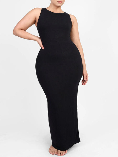 SLEEVELESS MOCK NECK MAXI DRESS