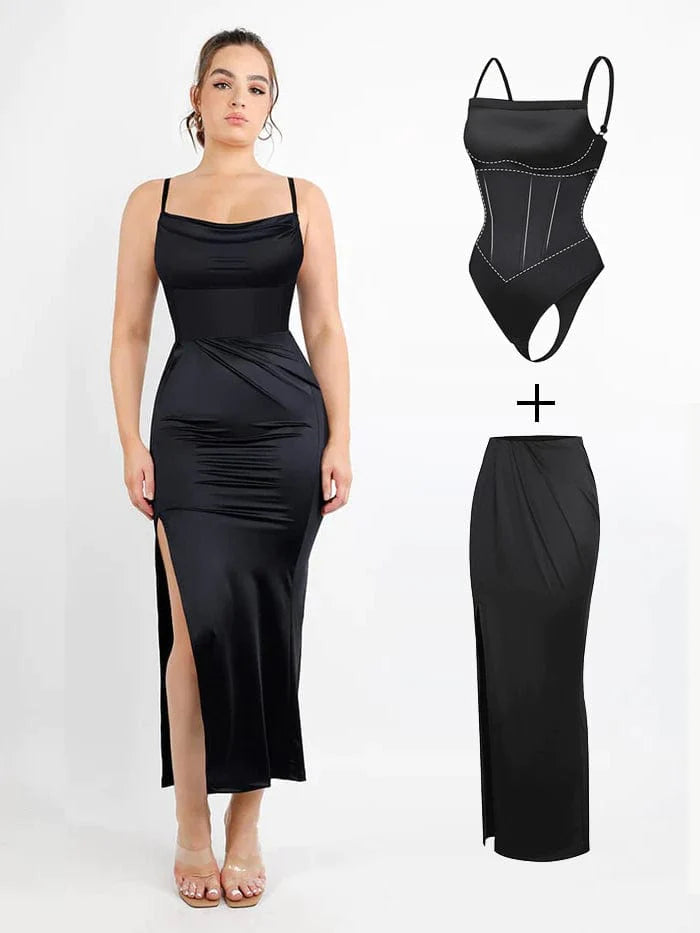 CORSET CAMI BODYSUIT Pleated Skirt Two-Piece Set