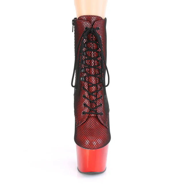 Platform Lace-Up Front Ankle Boot Side Zip