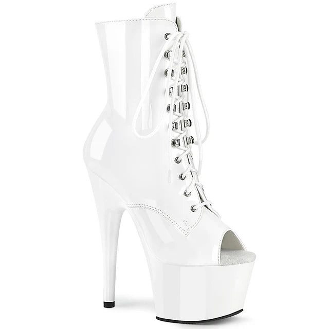 Ankle Boot Side Zip Open Toe Lace Up