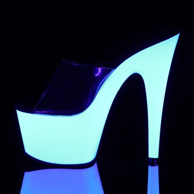 Stiletto Heel Platform Slide Featuring Entire Neon UV Reactive