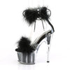 Close Back Ankle Cuff Sandal Side Lacing Featuring Marabou Fur on Vamp and in the Platform Bottom Back Zip Closure
