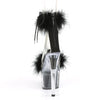 Close Back Ankle Cuff Sandal Side Lacing Featuring Marabou Fur on Vamp and in the Platform Bottom Back Zip Closure