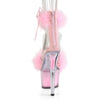Close Back Ankle Cuff Sandal Side Lacing Featuring Marabou Fur on Vamp and in the Platform Bottom Back Zip Closure