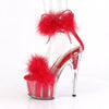Close Back Ankle Cuff Sandal Side Lacing Featuring Marabou Fur on Vamp and in the Platform Bottom Back Zip Closure
