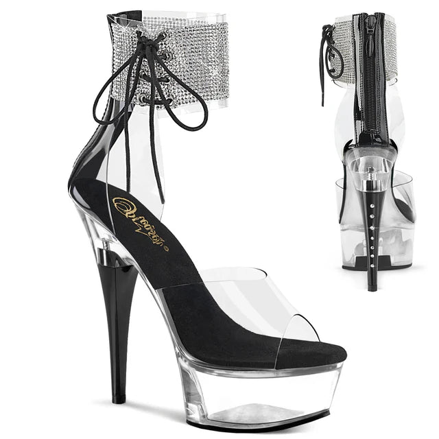 6" RHINESTONE ANKLE CUFF HEEL