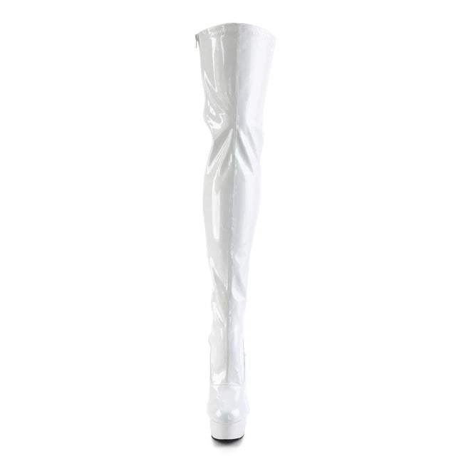 Platform D-Ring Lace-Up Back Stretch Thigh High Boot
