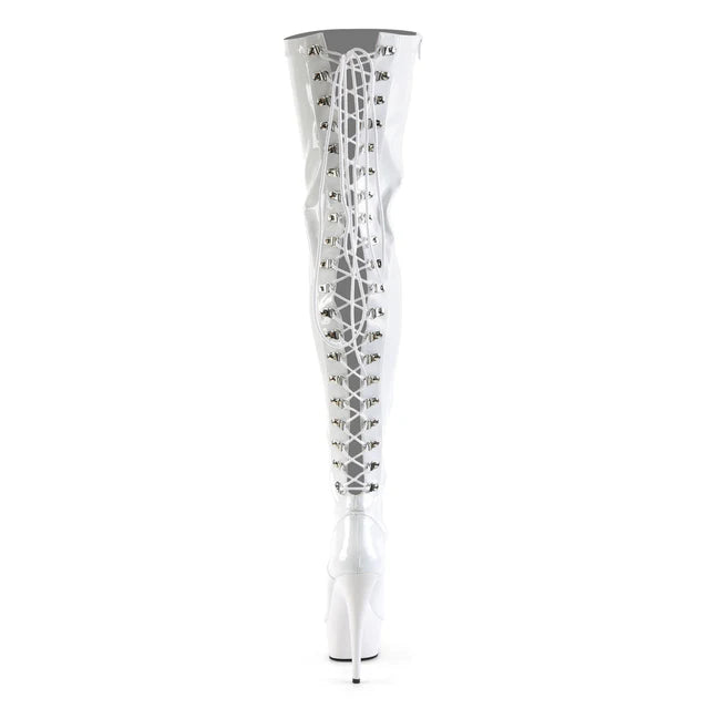 Platform D-Ring Lace-Up Back Stretch Thigh High Boot