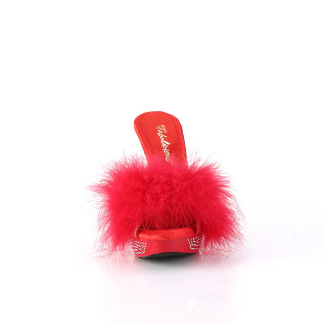 Marabou Slipper Featuring Rhinestone Embellished Heel and Platform