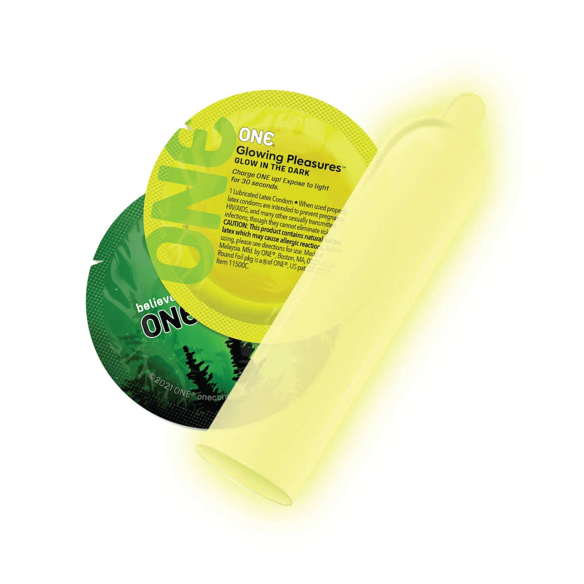 One Glowing Pleasures Condoms 3 Pack