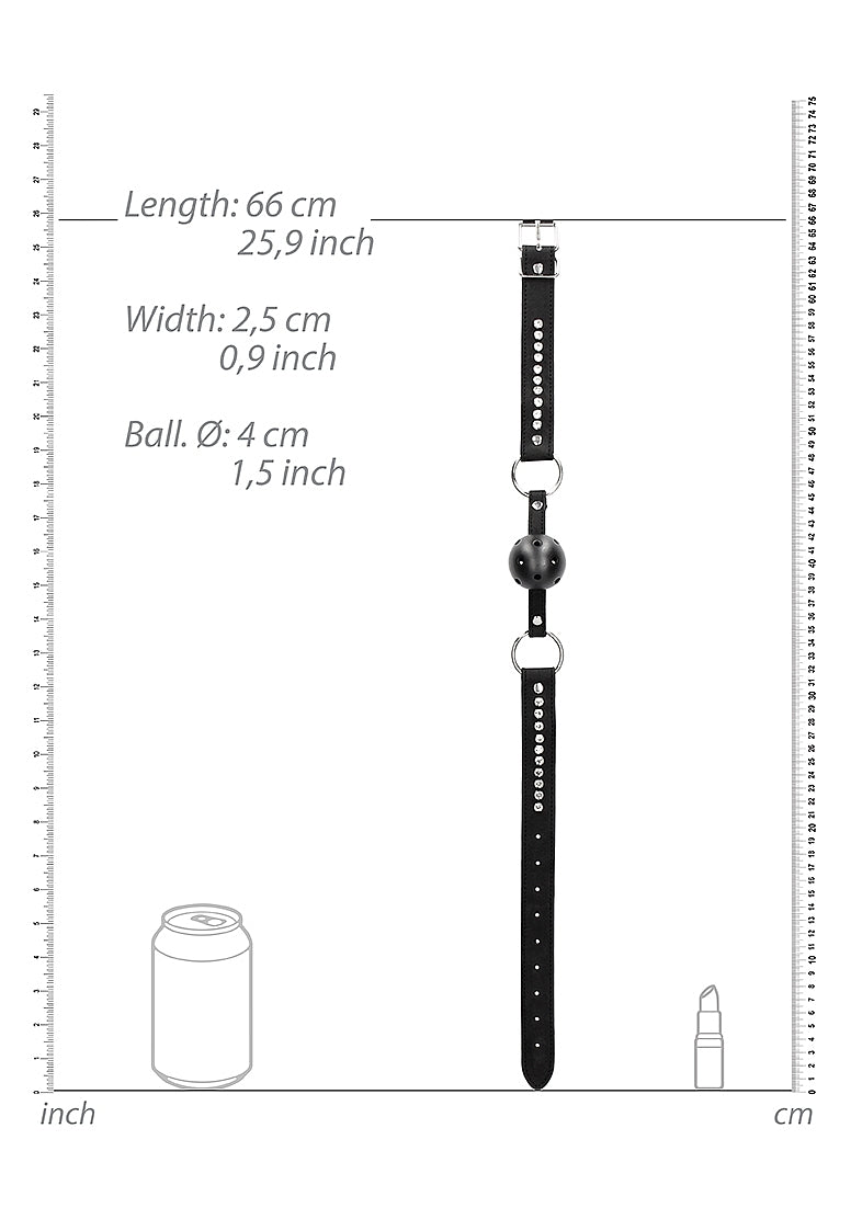 Diamond Studded Breathable Ball Gag with Straps