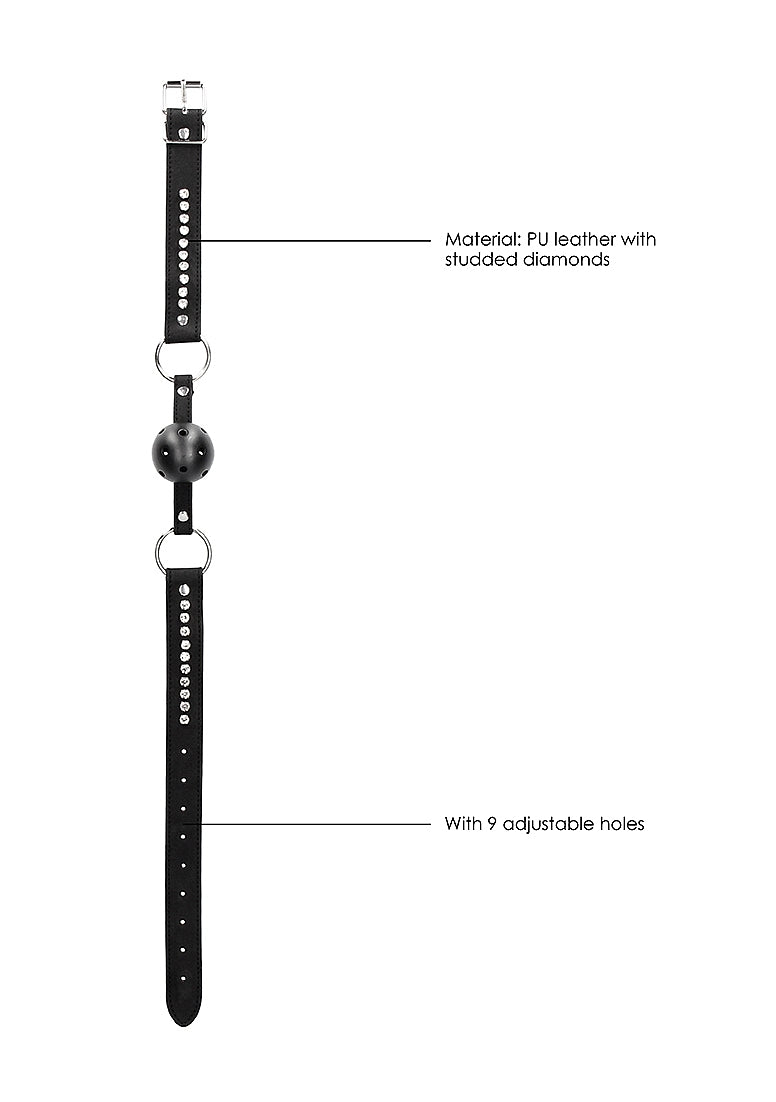 Diamond Studded Breathable Ball Gag with Straps