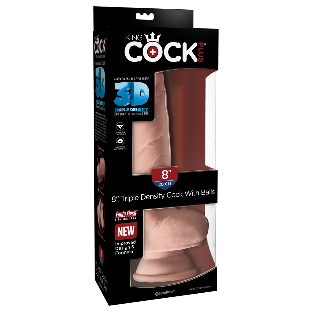 King Cock Plus 8" Triple Density Fat Cock With Balls