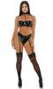 To The Neck Vinyl Lingerie Set