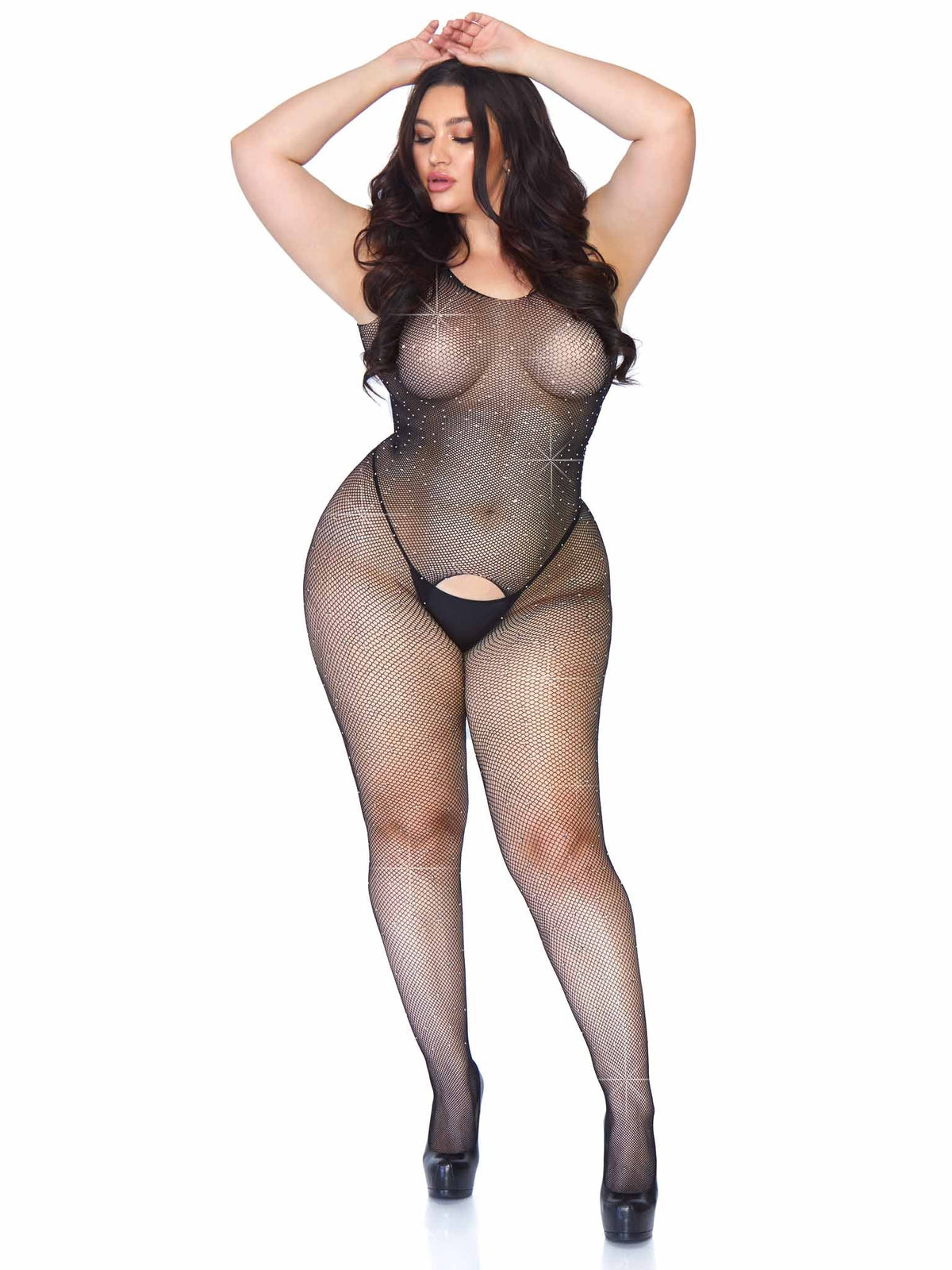 Plus Dare Me Rhinestone Bodystocking