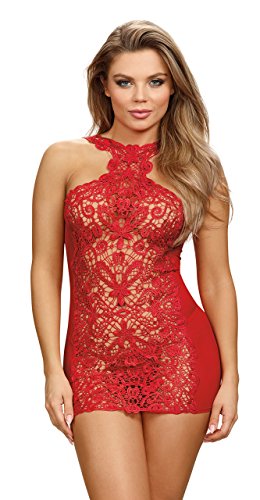 REVERSIBLE MESH AND VENICE LACE CHEMISE SET