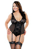 PLUS SIZE LACE AND MESH CROTCHLESS TEDDY