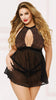 PLUS SIZE SHEER FANTASY BABYDOLL SET