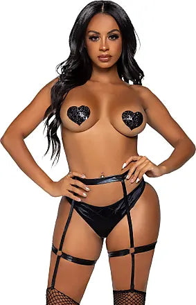 Money Maker Wet Look Garter Butt Harness