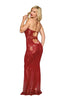 Long   burgundy   fishnet   nightie