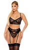 Heart You Embroidered Bra and Garter Belt