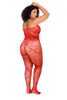 Heart Fishnet Bodystocking with Rhinestone Detail