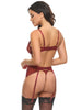 Nina Wax Coated Embroidery Bra, Garterbelt & G-String Set