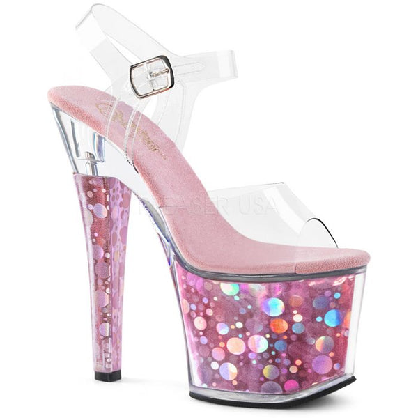 PLATFORM CLEAR PINK HOLOGRAM ANKLE SANDAL
