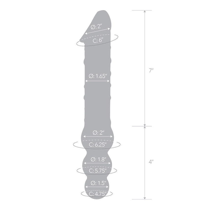 12" DOUBLE ENDED GLASS DILDO