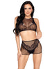 HEARTBREAKER LACE CROP TOP & SHORTS LINGERIE SET