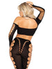 2PC ASYMMETRICAL CUT-OUT CRP TOP AND FOOTLESS TIGHTS
