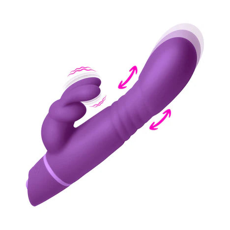 SILICONE RABBIT VIBRATOR W/ THRUSTING ACTION