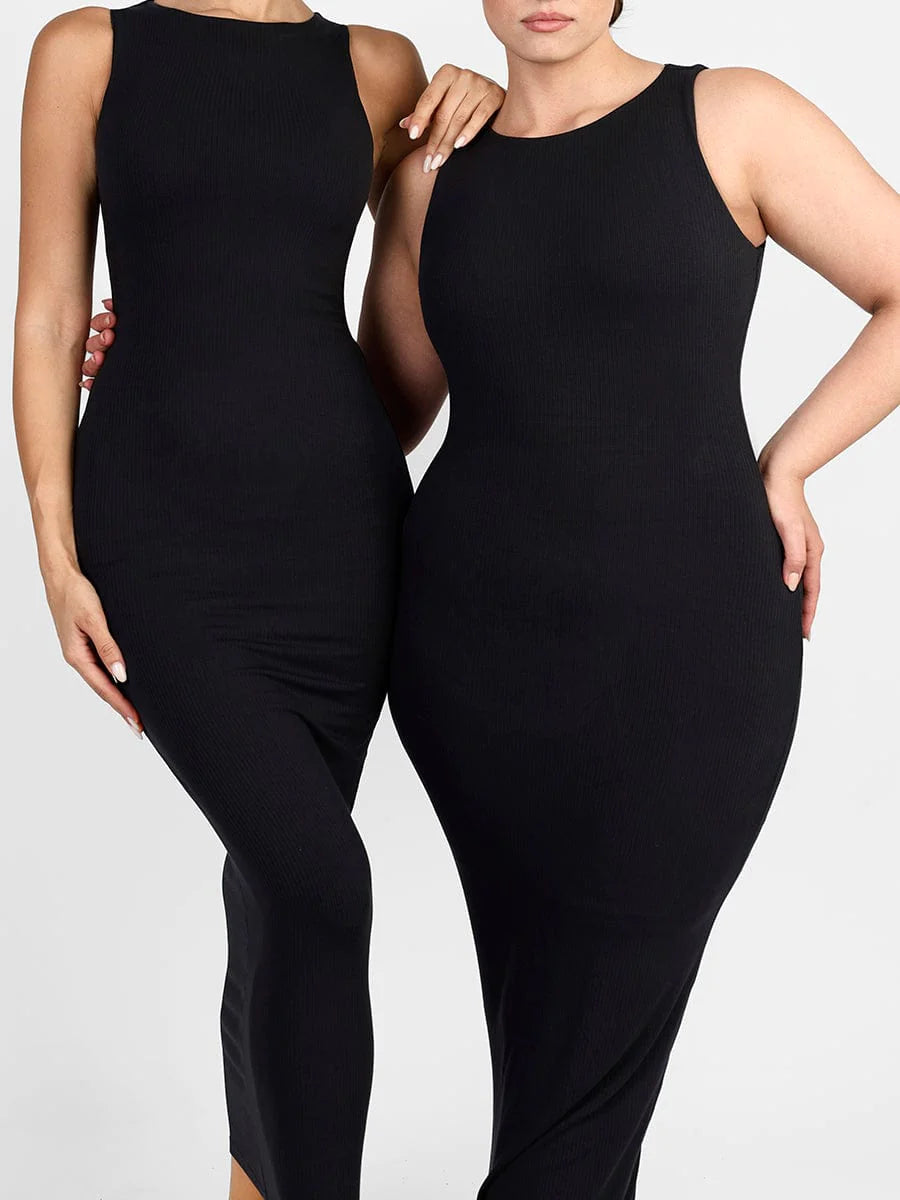 SLEEVELESS MOCK NECK MAXI DRESS