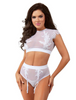 Lace And Mesh Top With High Waist Bottom