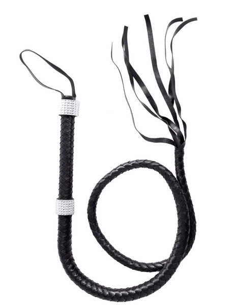 54" Braided Whip With Rhinestone Look Handle