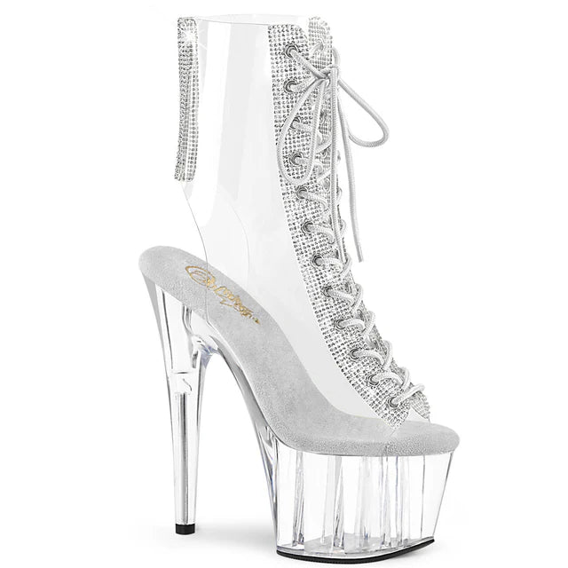 7" OPEN TOE/HEEL LACE UP FRONT ANKLE BOOT PLATFORM