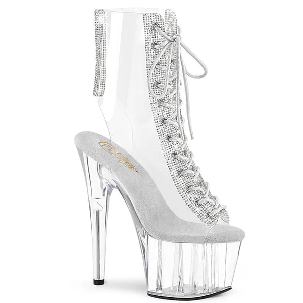 7" OPEN TOE/HEEL LACE UP FRONT ANKLE BOOT PLATFORM