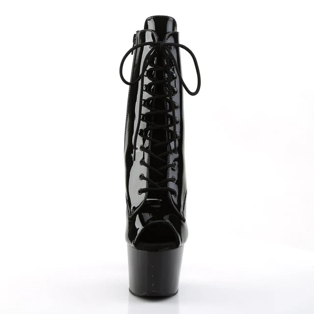 Ankle Boot Side Zip Open Toe Lace Up