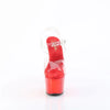 7" RED CHROME PLATFORM ANKLE STRAP HEEL