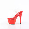 7" RED CHROME PLATFORM ANKLE STRAP HEEL