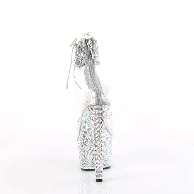 Platform Close Back Multi Rhinestone Embellished Ankle Cuff Sandal Side Lacing