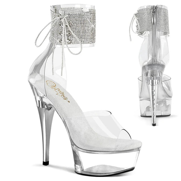 6" RHINESTONE  ANKLE CUFF HEEL
