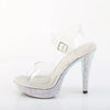 5" (127mm) Heel, 1" (25mm) Platform Ankle Strap Sandal Featuring Rhinestones Encrusted on the Entire Platform Bottom