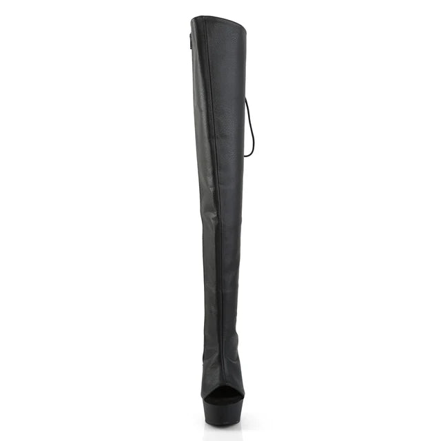 6" OPEN TOE STILETTO THIGH HIGH  BOOT HEEL