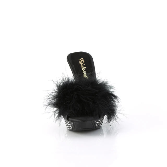 Marabou Slipper Featuring Rhinestone Embellished Heel and Platform