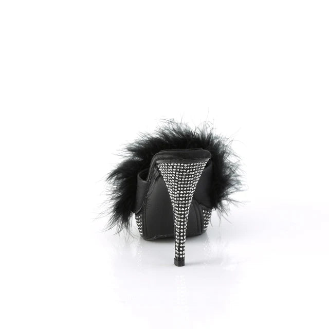 Marabou Slipper Featuring Rhinestone Embellished Heel and Platform