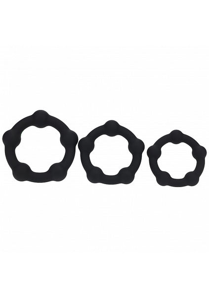 Beaded Silicone Cock Ring Set of 3