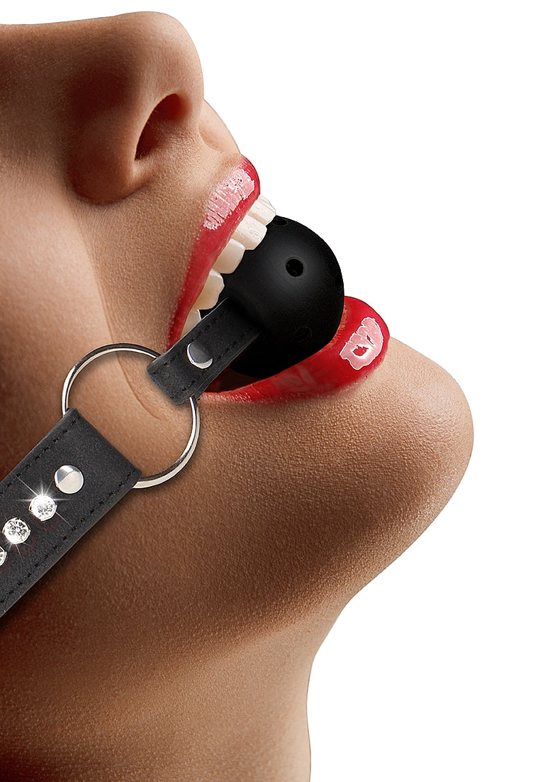 Diamond Studded Breathable Ball Gag with Straps