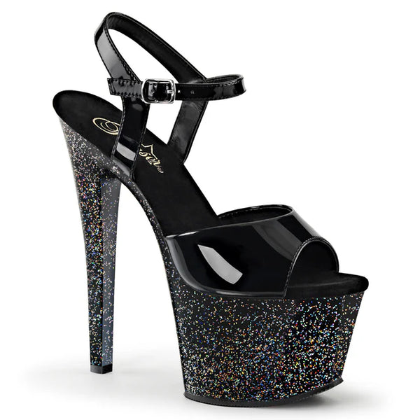 7" ANKLE STRAP WITH GLITTER PLATFORM